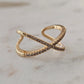 18K Gold Plated Adjustable Studded Zirconia X Ring