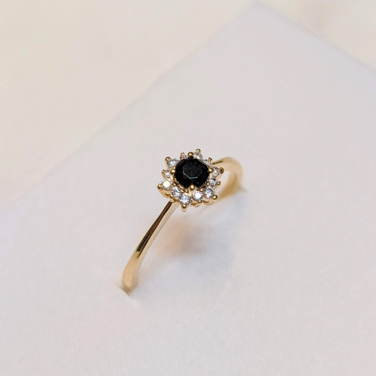 18K Gold Plated Onyx Studded Mini Zirconia Ring