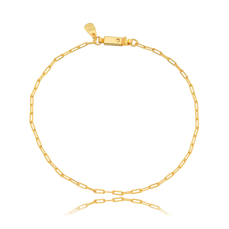 18K Gold Plated Paperclip Square Bracelet