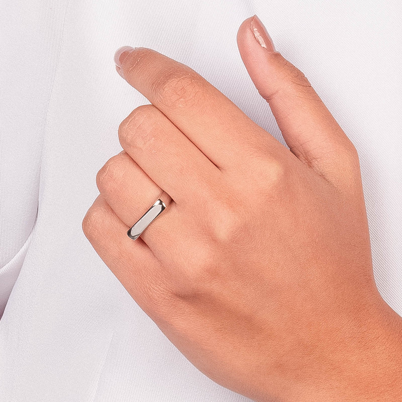 White Rhodium Plated Square Band Ring