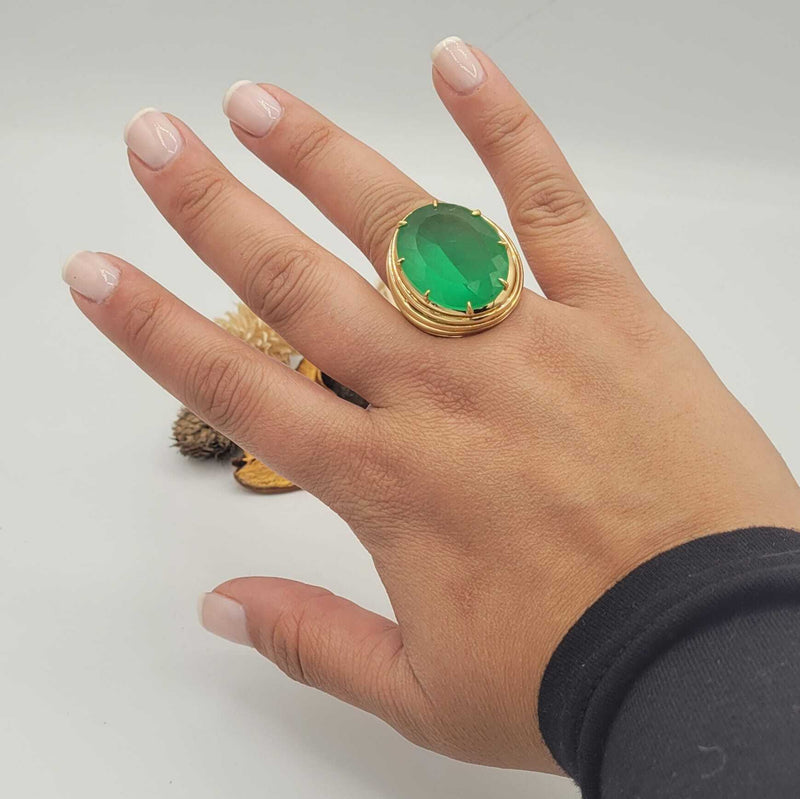 18K Gold Plated Green Paraiba Tourmaline Ring