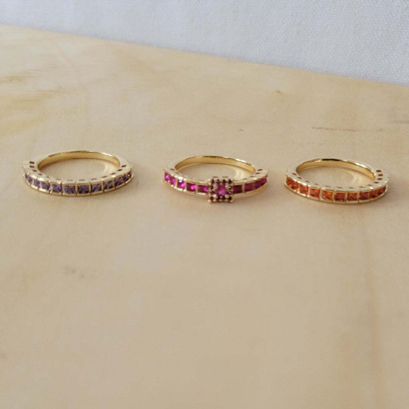 18K Gold Plated Trio Color Zirconia Ring