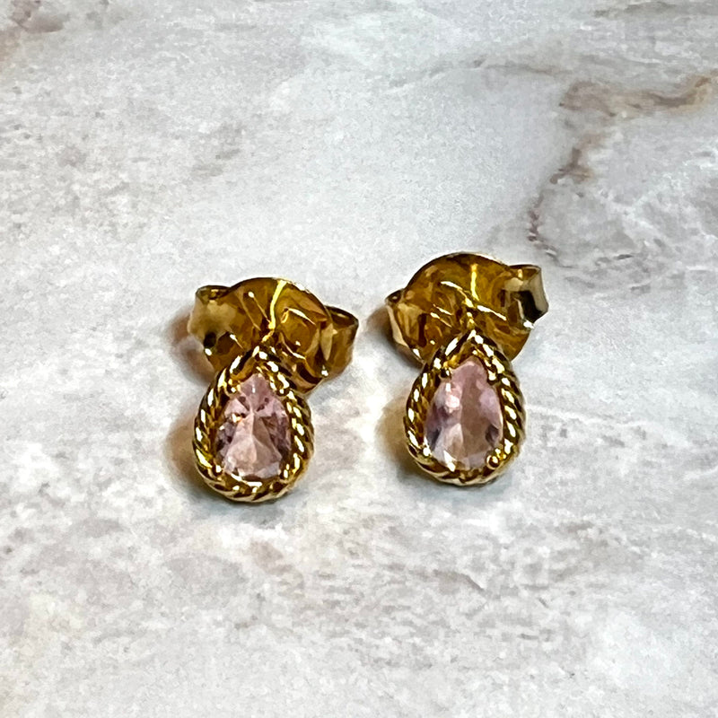 18k Gold Plated Kunzite Teardrop Earrings