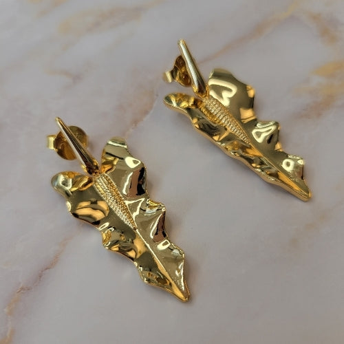 18K Gold Plated Leaf Earrings