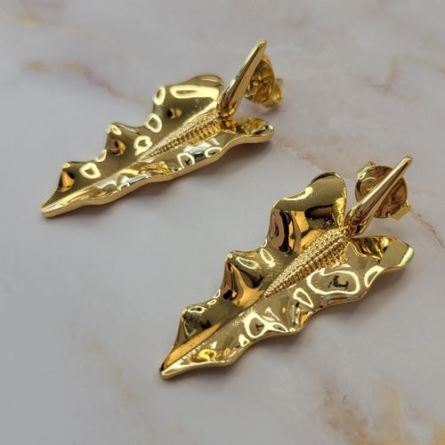 18K Gold Plated Leaf Earrings