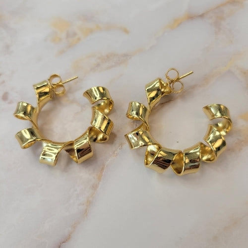 18K Gold Plated Twisted Hoop Earrings