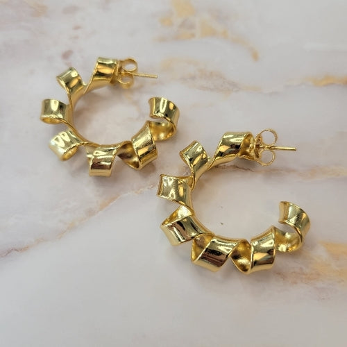 18K Gold Plated Twisted Hoop Earrings