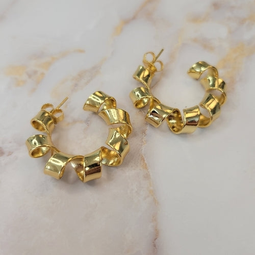 18K Gold Plated Twisted Hoop Earrings