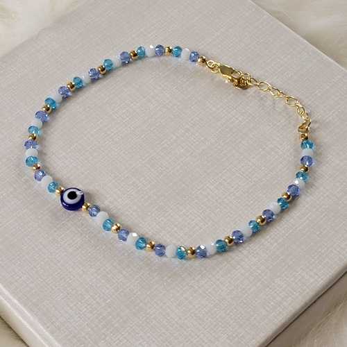 Crystal Balls Evil Eye Anklet