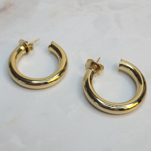 Gold Plated Thick Hoops 7.5mm Earrings