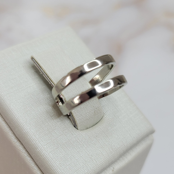 White Rhodium Plated Adjustable Ring