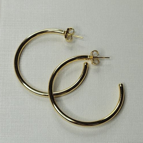 18K Gold Plated 4cm Hoops 4mm Earrings