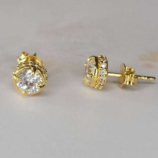 18K Gold Plated Studded Zirconia Studs Earrings