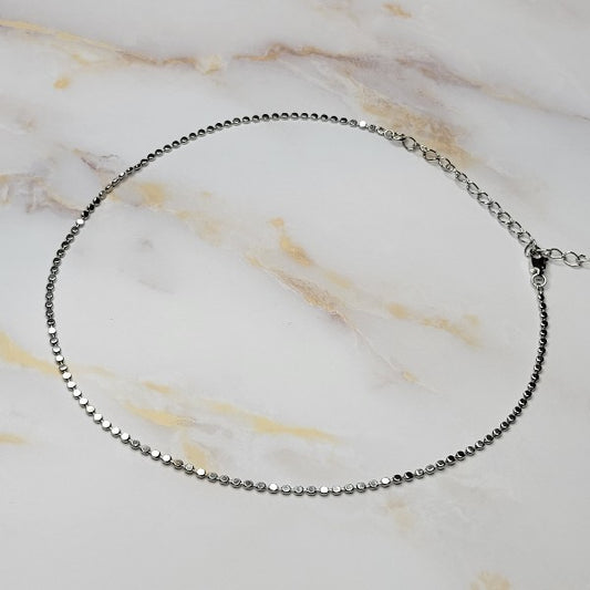 White Rhodium Plated Polka Dot Necklace