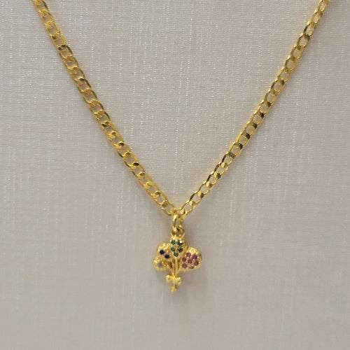 Gold Plated Grummet Color Zirconia Pendant Necklace and Bracelet
