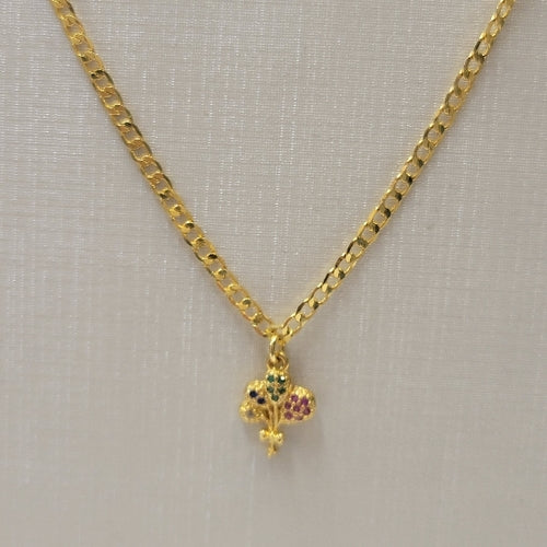 18K Gold Plated Grummet Color Zirconia Pendant Necklace and Bracelet