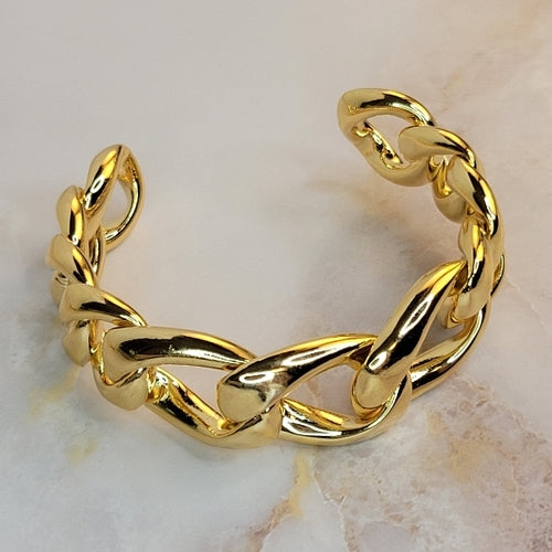 18K Gold Plated Open Bangle Large Cuban Bracelet