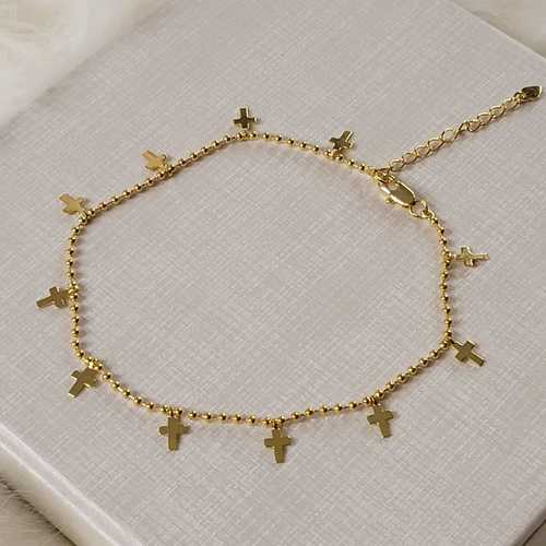 18K Gold Plated Cross Anklet