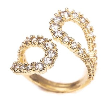 18K Gold Plated Adjustable Studded Zirconia Ring