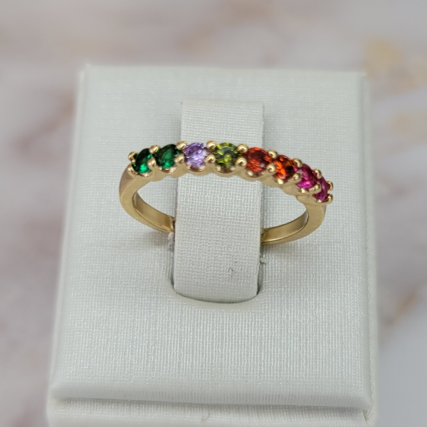 18K Gold Plated Zirconia Rainbow Ring