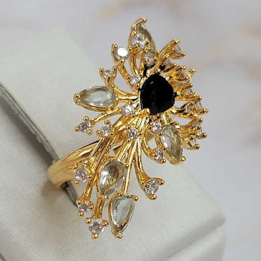 18K Gold Plated Bouquet Stones Ring