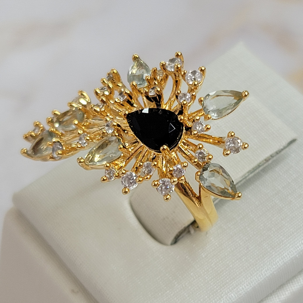 18K Gold Plated Bouquet Stones Ring