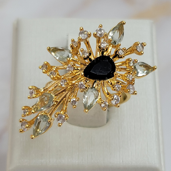 18K Gold Plated Bouquet Stones Ring