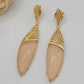 18K Gold Plated Morganite Cabochon Earrings
