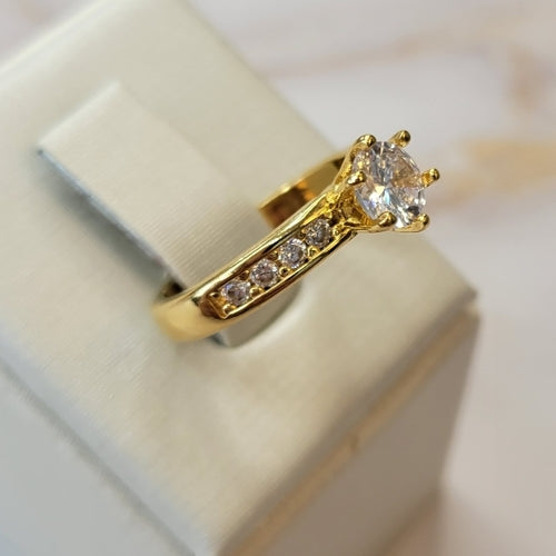 18K Gold Plated Zirconia Solitaire Ring
