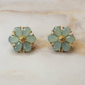 18K Gold Plated Stone Flower Earrings