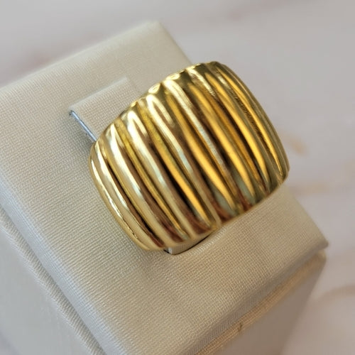 18K Gold Plated Wide Crimped Ring