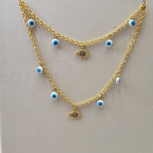 Gold Plated Studded Zirconia Greek Eye Set