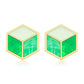 18K Gold Plated Stud Green Hexagon Enamelling Earrings