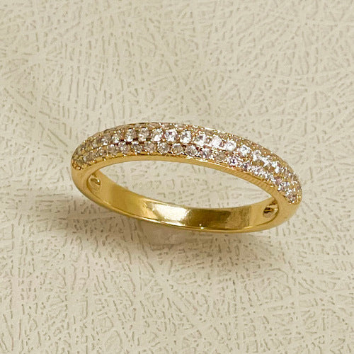 18K Gold Plated Band Studded Zirconia Ring