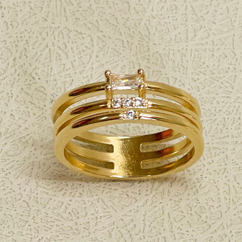 18K Gold Plated Band Zirconia Ring