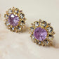 18K Gold Plated Round Amethyst Fusion Amethyst Hearts Studded Pink Micro Zirconia Set