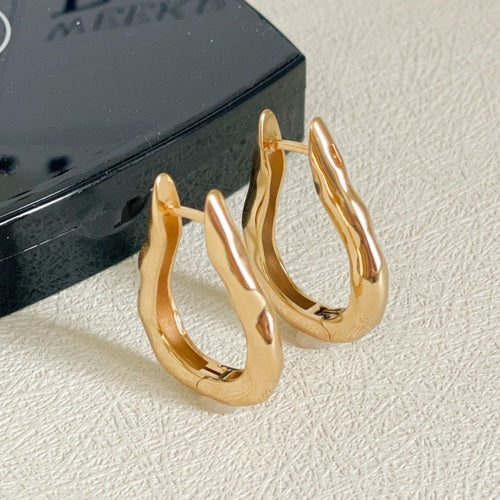 18K Gold Plated Hoops Click Medium Bold Earrings