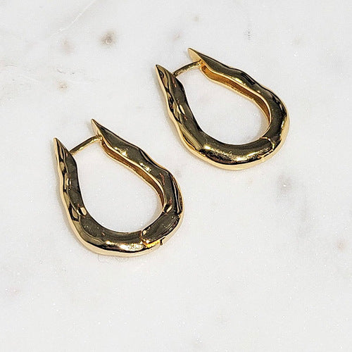 18K Gold Plated Hoops Click Medium Bold Earrings