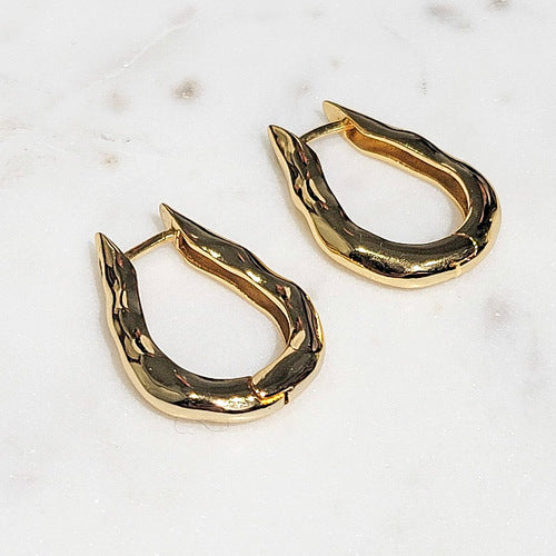 18K Gold Plated Hoops Click Medium Bold Earrings