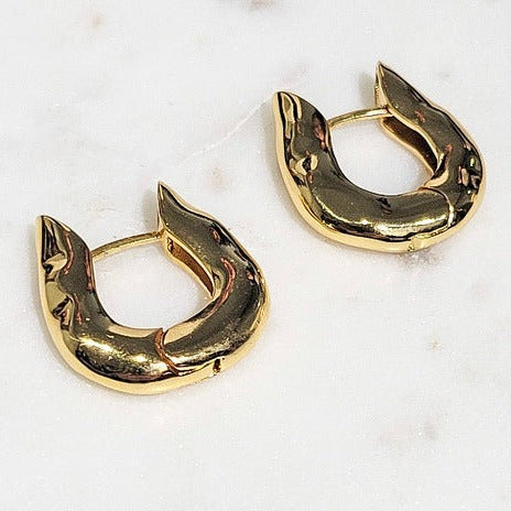 18K Gold Plated Small Bold Hoops Click Earrings