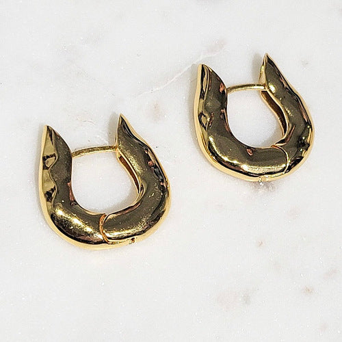 18K Gold Plated Hoops Click Small Bold Earrings