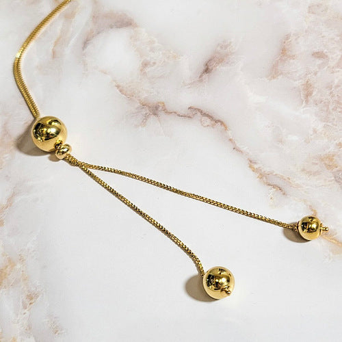 18K Gold Plated Adjustable Balls Necklace