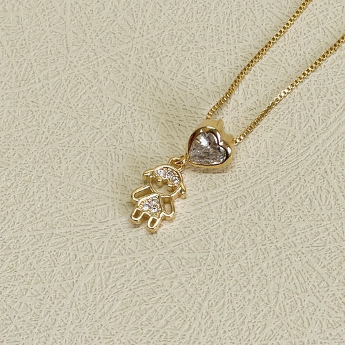 18K Gold Plated  Zirconia Heart Boy Pendant