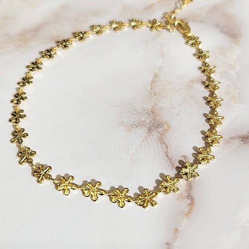 18K Gold Plated  Flowers Anklet