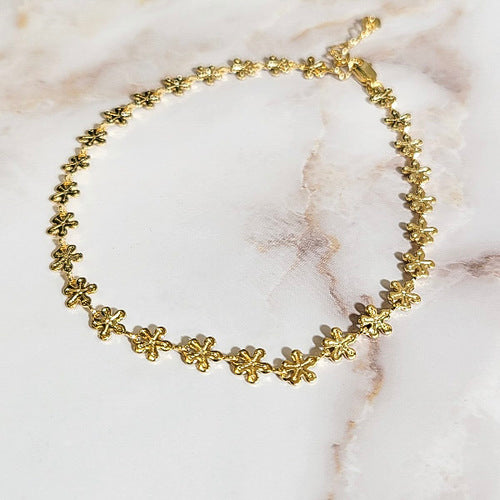 18K Gold Plated  Flowers Anklet