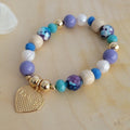 18K Gold Plated Heart Charm Color Balls Bracelet