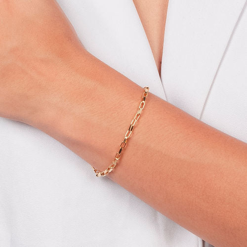 18K Gold Plated Paperclip Square Bracelet