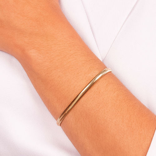 18K Gold Plated Herringbone Snake Bracelet