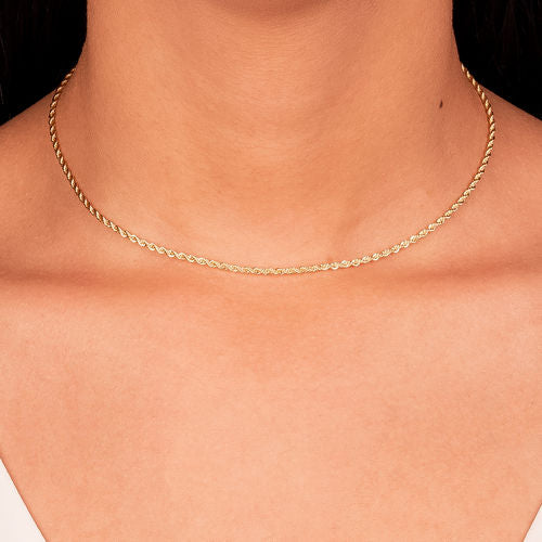 18K Gold Plated Thin Rope Necklace 45cm