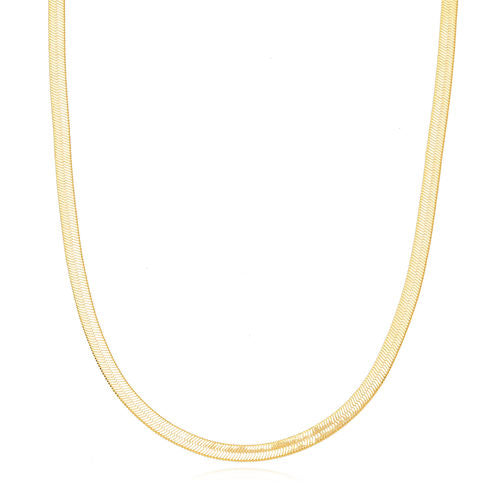 18K Gold Plated Flat Herringbone Necklace 55cm